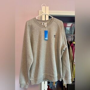 Adidas Originals Logo ESS  Long Sleeve Crew Neck XL Gray Sweatshirt (IY4937).NWT